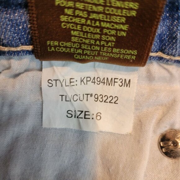 KFTK Jeans Size 6 Low Rise Katy Boyfriend Medium Light Wash Ripped Stretch - Picture 6 of 11